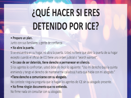 Instruciones de que hacer si eres detenido por ICE